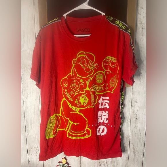 Popeye Japanese Large Red T Shirt - Picture 5 of 6